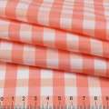 Коттон стрейч в клетку 1см персиково-белую, ш.137