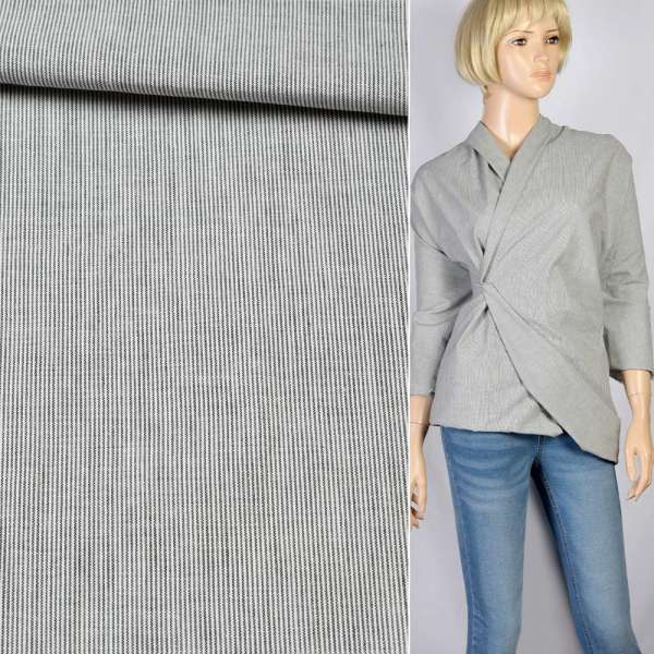 Рубашечная ткань в полоску 1мм черно-белую, ш.145