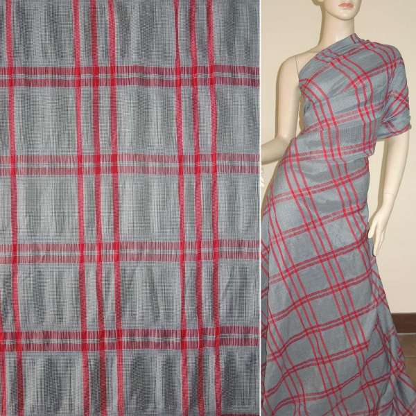 Рубашечная ткань в клетку красную, ш.140