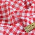 Батист сорочковий стрейч в клітину білу, червону, ш.155