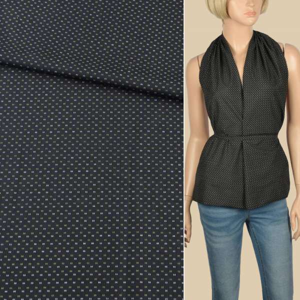 Коттон рубашечный в рисунок мелкий, черный, ш.145