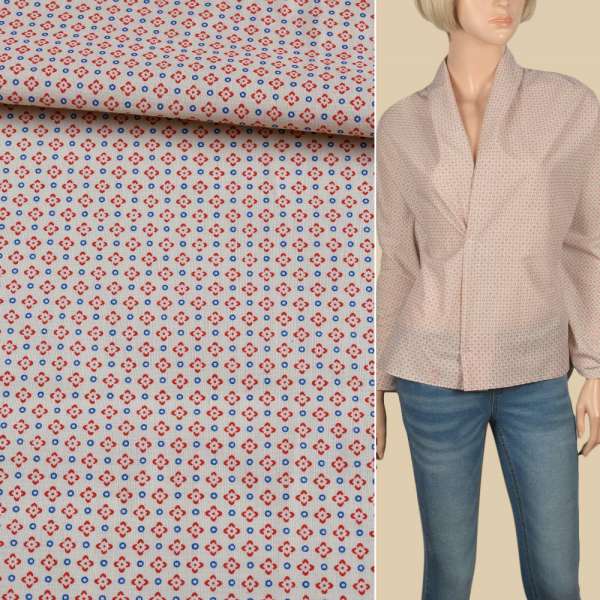 Коттон рубашечный в рисунок мелкий, бежевый светлый, ш.147