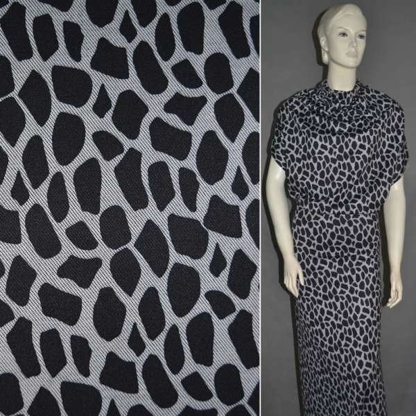 Трикотаж джерси молочно-серый с черными камешками ш.150