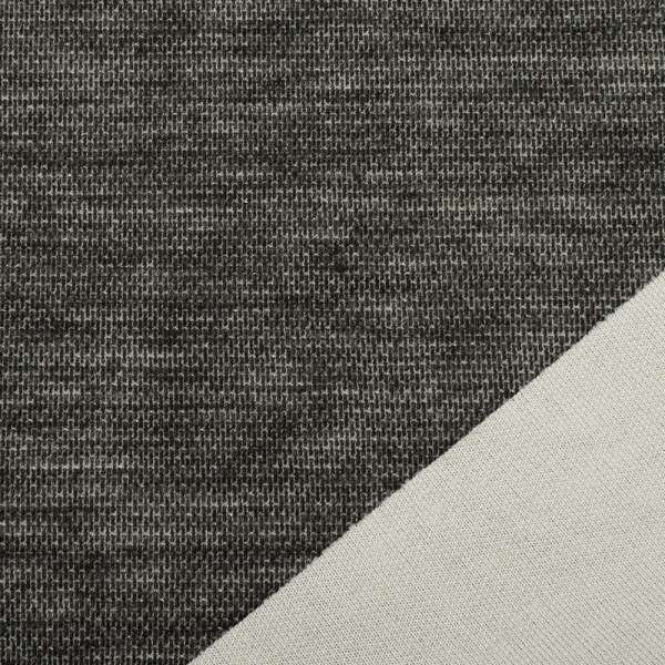 Трикотаж костюмный двухсторонний молочный/ черный меланж, ш.150