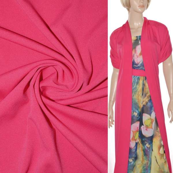 Трикотаж костюмний стрейч полегшений малиновий світлий ш.164