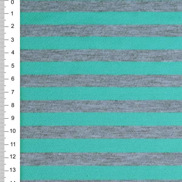 Трикотаж с вискозой в полоски 10мм серые и бирюзовые  ш.175