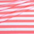 Трикотаж с вискозой в полоски 9мм белые и алые неоновые ш.180