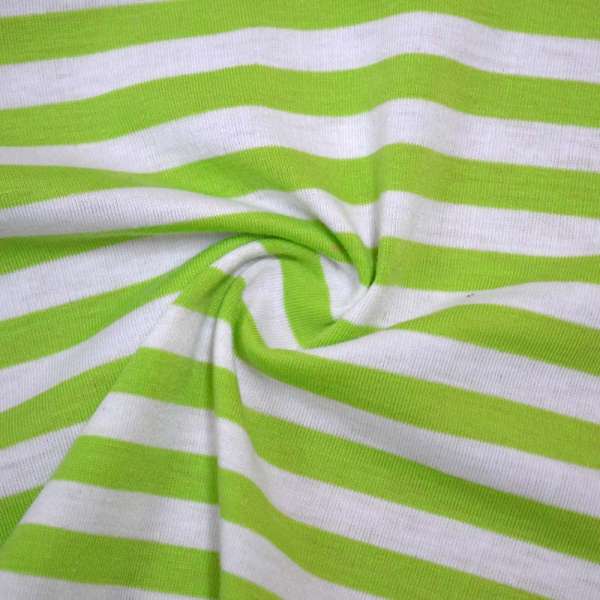 Трикотаж с вискозой в полоски 10мм молочные и зеленые ш.175