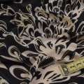 Микролайкра черная с напылением, бежевыми перьями ш.150