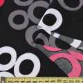 Мікролайкра чорна в кільця білі, сірі, малинові ш.160