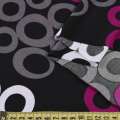 Микролайкра черная в кольца белые, серые, сиреневые ш.160