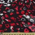 Мікролайкра чорна леопардовий принт плями червоні, білі, сірі ш.160