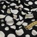 Трикотаж структурные штрихи черный в белый горох ш.160