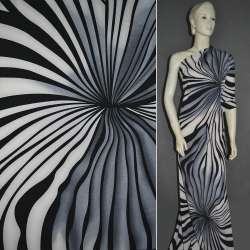 Трикотаж структурные штрихи крупные серо-бело-черные полосы ш.160