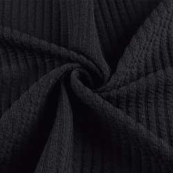 Трикотажное полотно черное в жатую полоску ш.150