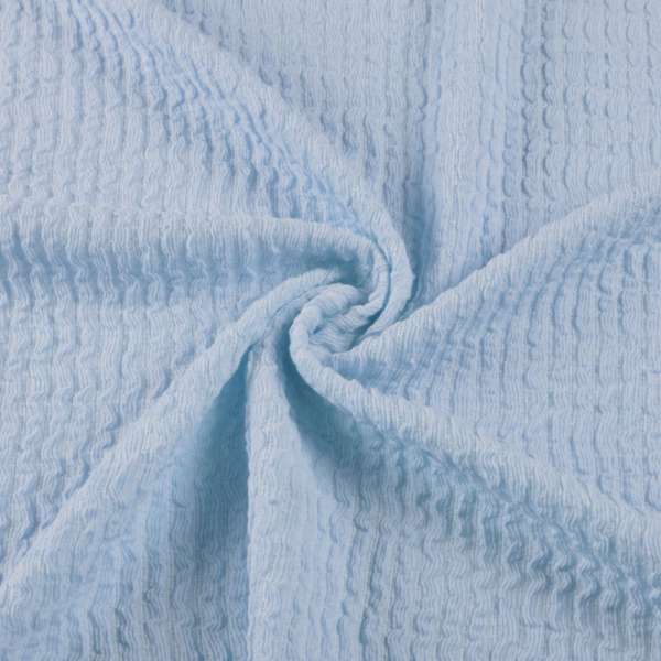 Трикотажное полотно голубое в жатую полоску ш.150