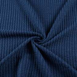 Трикотажное полотно синее в жатую полоску ш.160
