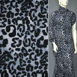 Трикотаж с леопардовым рисунком серый с черным ш.160