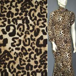 Трикотаж с леопардовым рисунком рыжий с коричневым ш.160