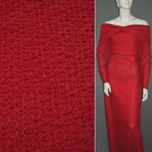 Трикотаж в'язаний двосторонній акриловий червоний ш.160