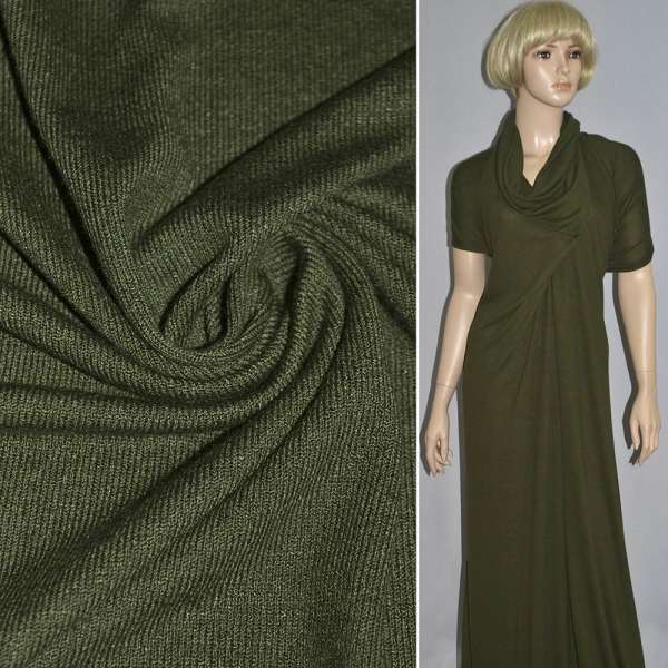 Трикотаж с вискозой зеленый темный ш.180