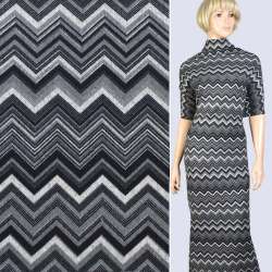 Трикотаж серый черно-серый зигзаг, ш.170