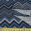 Трикотаж сірий чорно-синій зигзаг, ш.170
