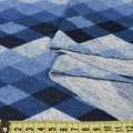 Трикотаж серый черно-синие ромбы, ш.165