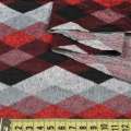 Трикотаж серый черно-красные ромбы, ш.165