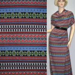 Трикотаж в полоску черно-бело-красную с орнаментом ш.172