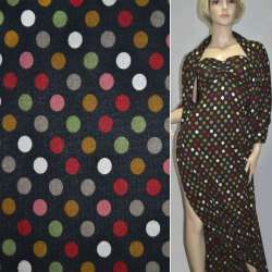 Трикотаж черный с цветными кругами ш.170