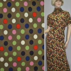 Трикотаж коричневый с цветными кругами ш.165