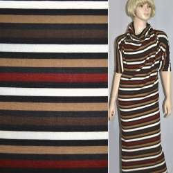 Трикотаж в полоску черно-белую, коричнево-бордовую ш.160