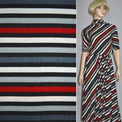 Трикотаж в полоску черно-белую, красно-серую ш.164