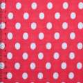 Трикотаж коралово-червоний в білий горох ш.170
