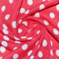 Трикотаж коралово-червоний в білий горох ш.170