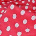 Трикотаж коралово-червоний в білий горох ш.170