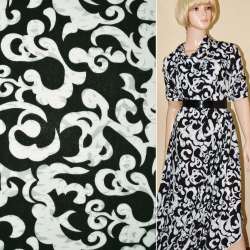 Трикотаж белый с черной абстракцией ш.170