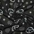 Трикотаж чорний в світло-сірі кола і зірки ш.165