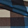 Трикотаж в коричнево-кремово-синю клітину ш.170