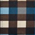 Трикотаж в коричнево-кремово-синю клітину ш.170