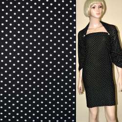 Трикотаж черный в белый горох ш.165