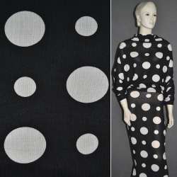 Трикотаж черный в белые круги ш.150