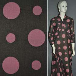 Трикотаж коричневый в розовые круги ш.150