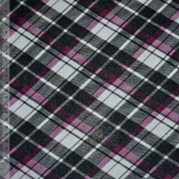 Трикотаж в черно-бордовую клетку ш.160