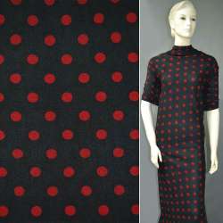 Трикотаж черный в красные круги ш.160