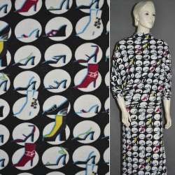 Трикотаж черный в белые круги, обувь ш.160