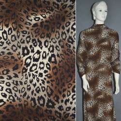 Трикотаж бежево-коричневый принт леопард ш.160