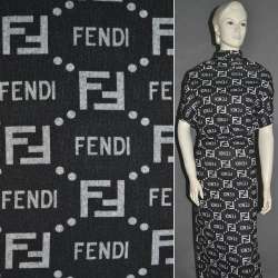 Трикотаж черный с серым принтом FENDI ш.160