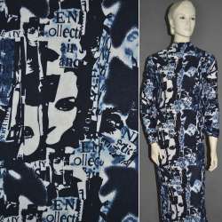 Трикотаж с вискозой синий темный газета ш.160